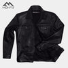 MONT5  Diran Men Black Classic Leather Jacket with Shirt Collar