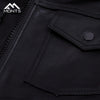 MONT5  Diran Men Black Classic Leather Jacket with Shirt Collar