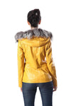 Cidra Womens Real Silver Fox Fur Hooded Leather Jacket