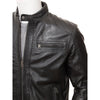 MEN BLACK LEATHER BIKER JACKET FENTON
