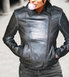 Tracey Biker Jacket Metallic Gun Metal Silver