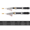 2.1m / 2.3m Telescopic Fishing Rod & Reel Combo Full Kit Black