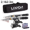 2.1m / 2.3m Telescopic Fishing Rod & Reel Combo Full Kit Black