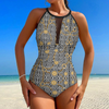 Mediterranean Women's Plunge Mesh Ruched Swimsuit